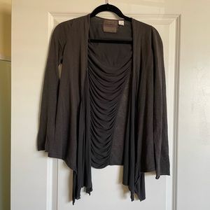 Anthropologie Guinevere Draped Flowy Cardigan in Charcoal Grey